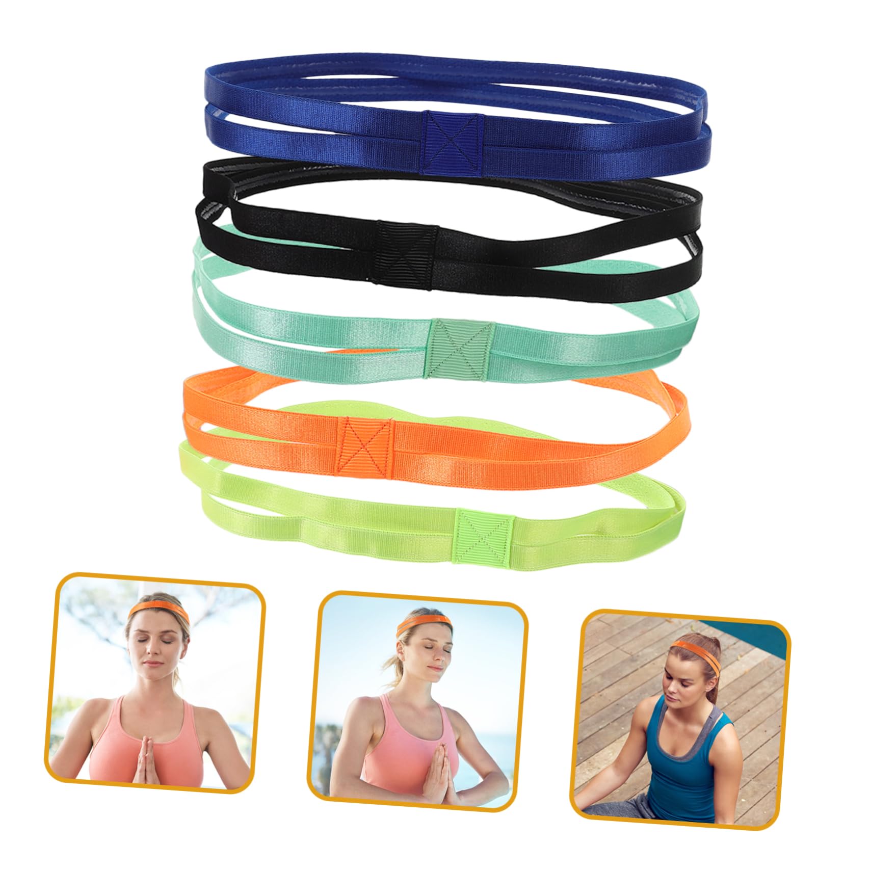 TOYANDONA Diademas Antideslizantes para De Bandas De Cabello Elásticas para Yoga Fluorescente