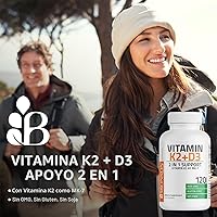 Vista 3 de Bronson Suplemento de Vitamina K2 D3 (MK7) Fórmula No-GMO Vitamina D3 5000IU (125 mcg) y 90 mcg K2 MK-7, Complejo D y K Fácil de Tragar, 60 Cápsulas