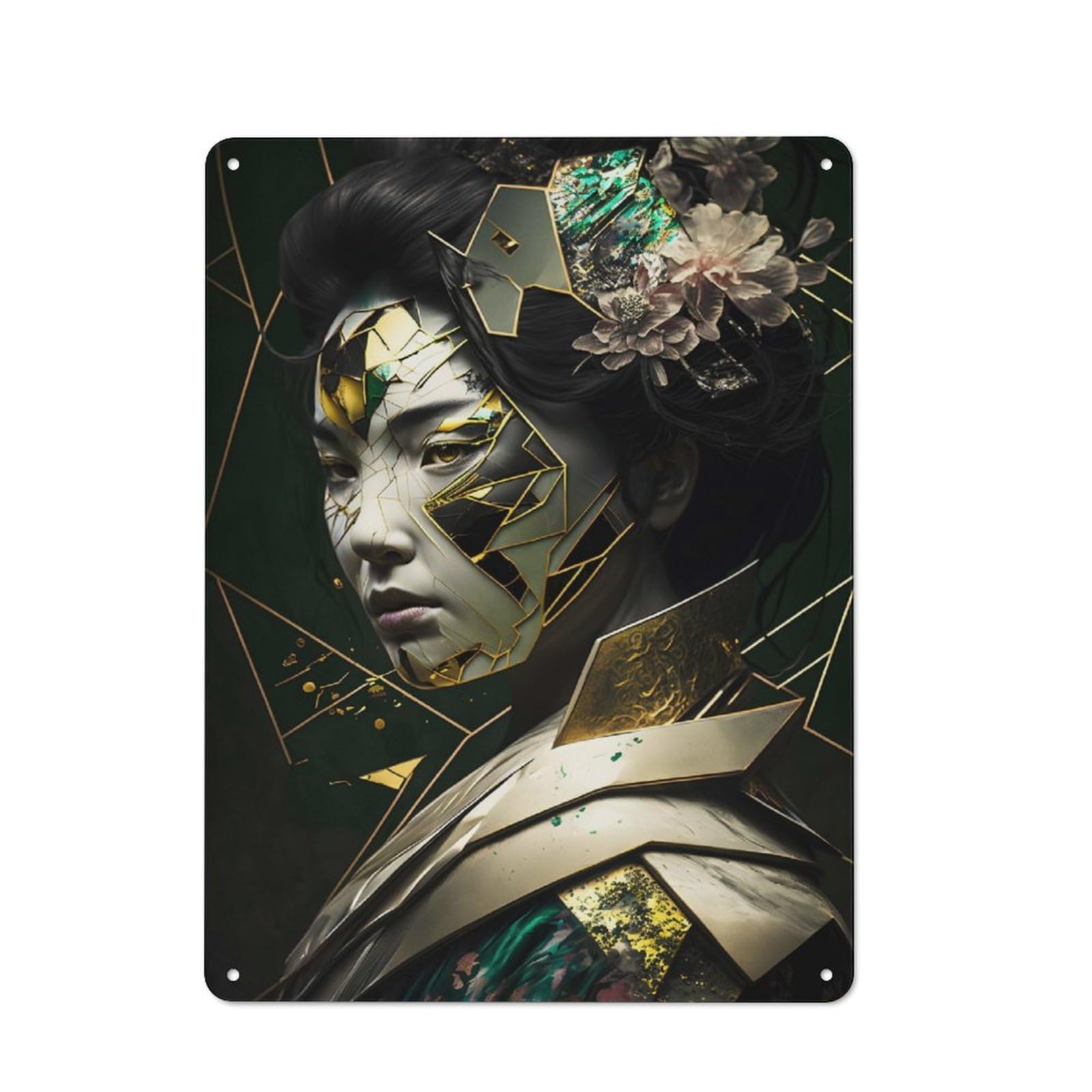 Junmoney Abstract Geometric Geisha Vintage Tin Sign 40X30cm Featuring For Café Or Home Bar, A Metal Wall Feature For Cafés And Home Bars
