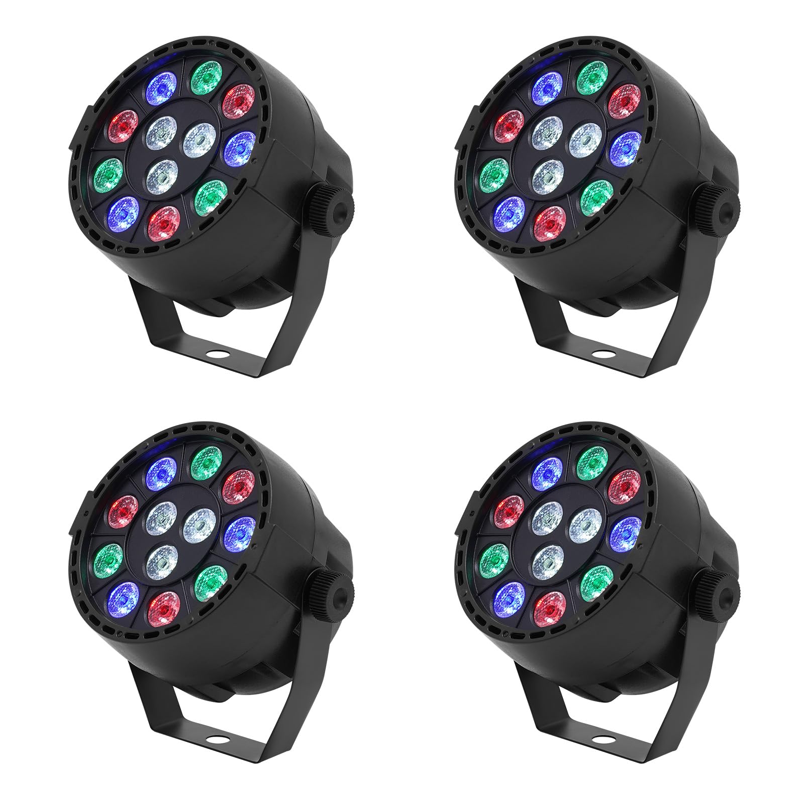 4 pezzi RGB LED per palcoscenico, luce da festa con telecomando, luce da discoteca, fari, illuminazione colorata, faretto da teatro, per DJ discoteca party effetto palcoscenico 15 W