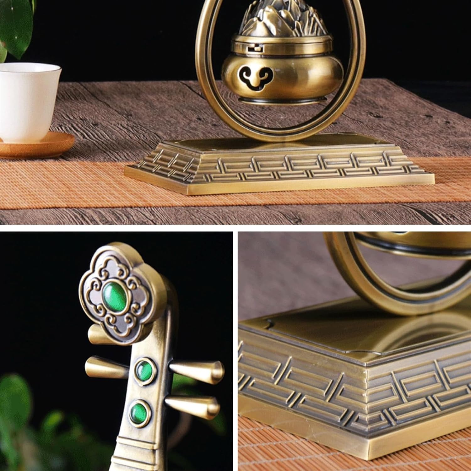 香炉 高岡銅器 桐箱付 三足香炉 茶道具 獅子彫刻付き