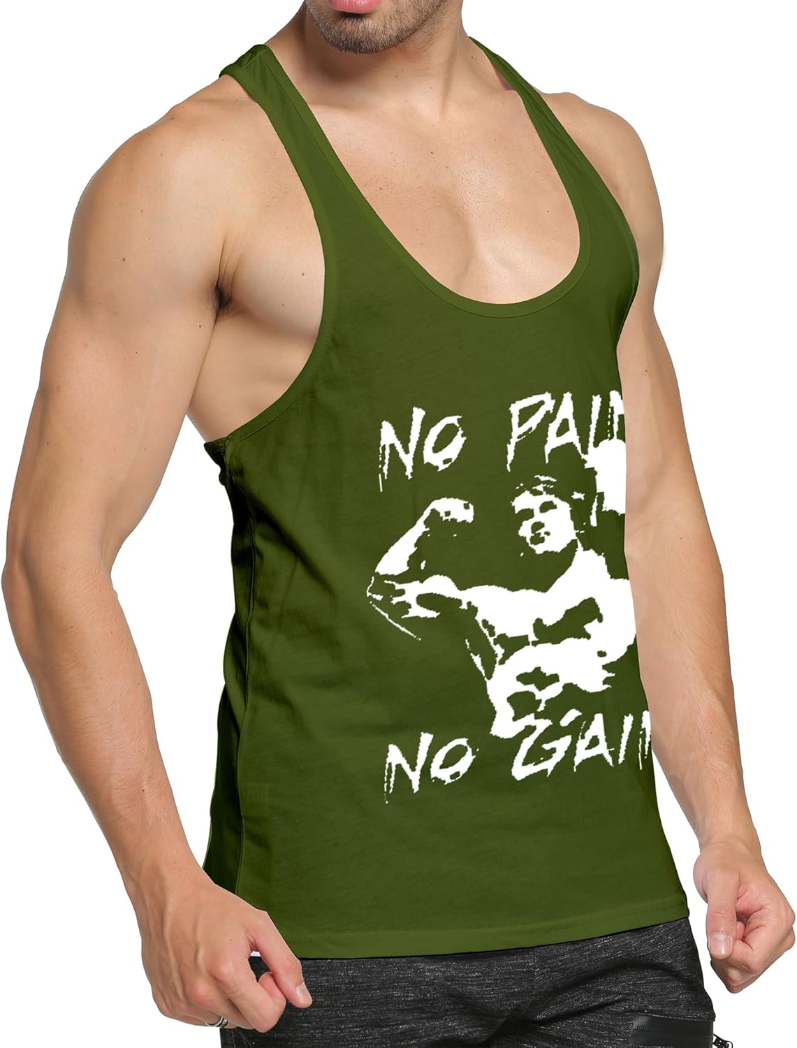 GYMLEADER Men's Tank Top Workout Gym Muscle Shirt Y Back Fitness Bodybuilding Stringer Shirt - Image 4