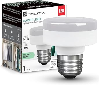 Xtricity LED Puck Light Bulb, E26 Bulb Base, Dimmable, Flat Light Bulb 11W 60W Equivalent, 800 Lumens, 4000K Cool White, Low Profile120V, UL Listed 1 Pack