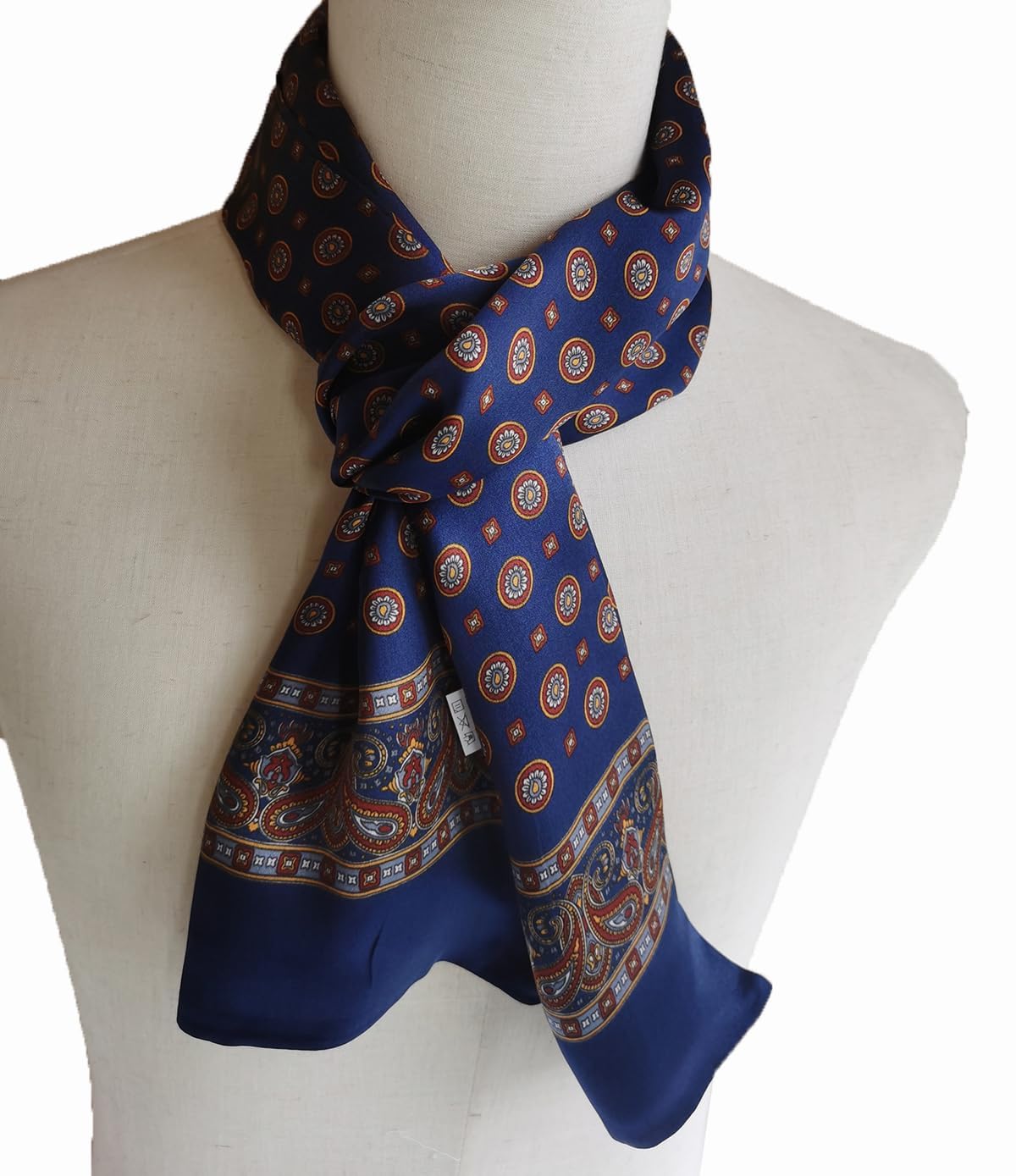 Foulard Vintage en Soie pour Homme 100% Pur Motif Cachemire Pied-de-Poule à Carreaux Double épaisseur Gentleman