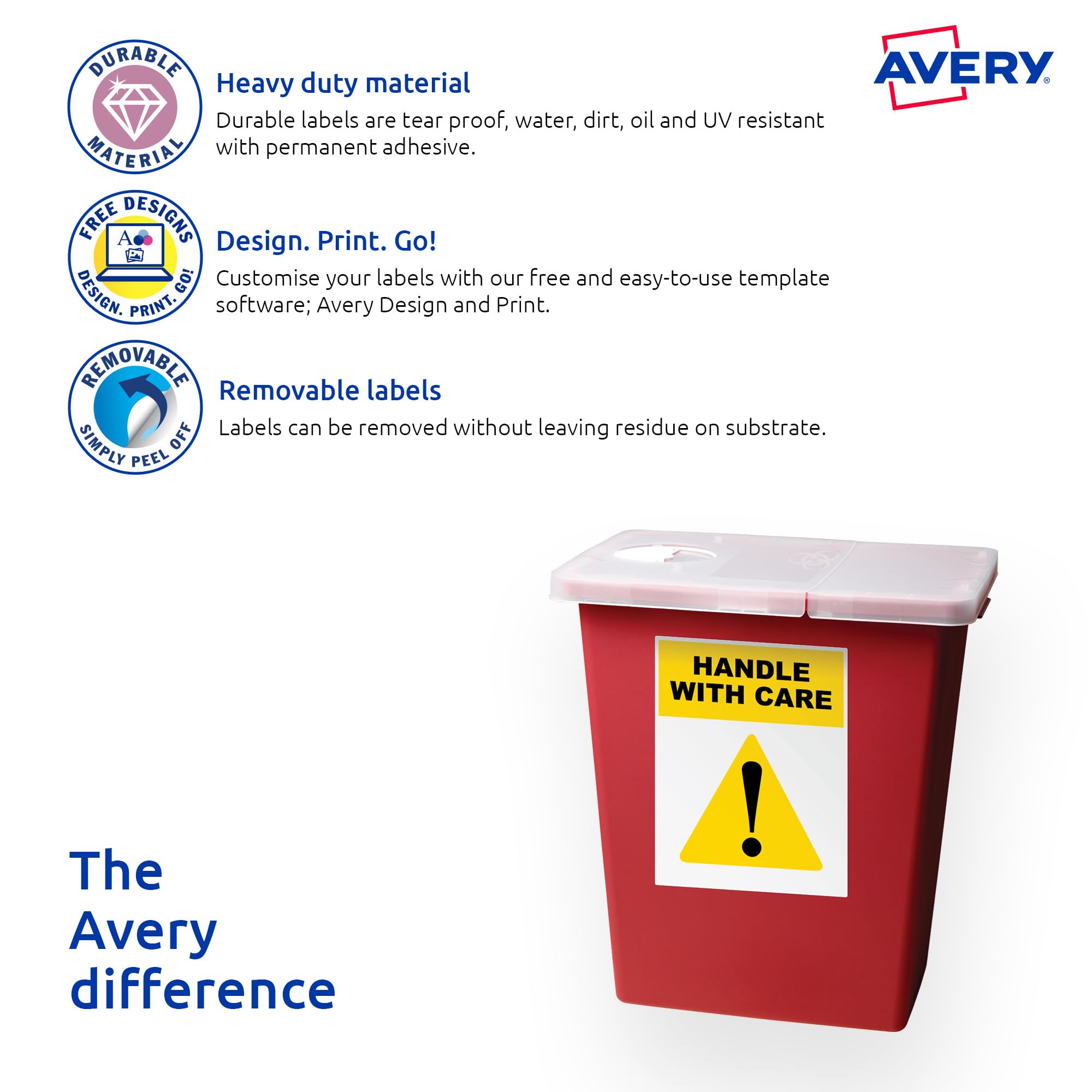 Avery - Etichette rimovibili per stampanti laser, resistenti all'acqua, 99,1 x 42,3 mm, 240 etichette (959208 / L4776REV)