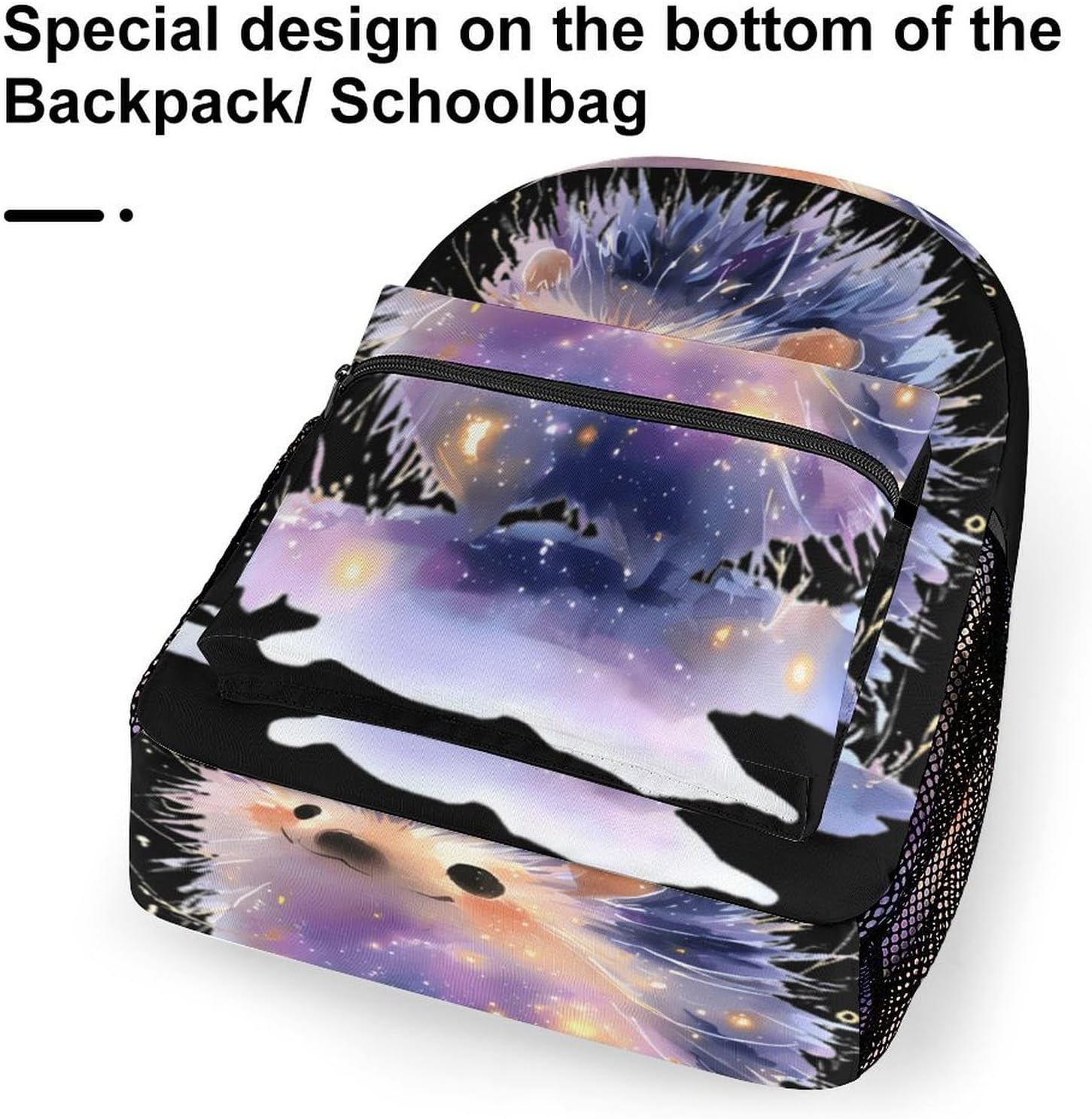 Watercolor Glowing Hedgehog Unisex Backpack Casual Daypacks Lightweight Shoulders Bag for Camping Hiking Travel