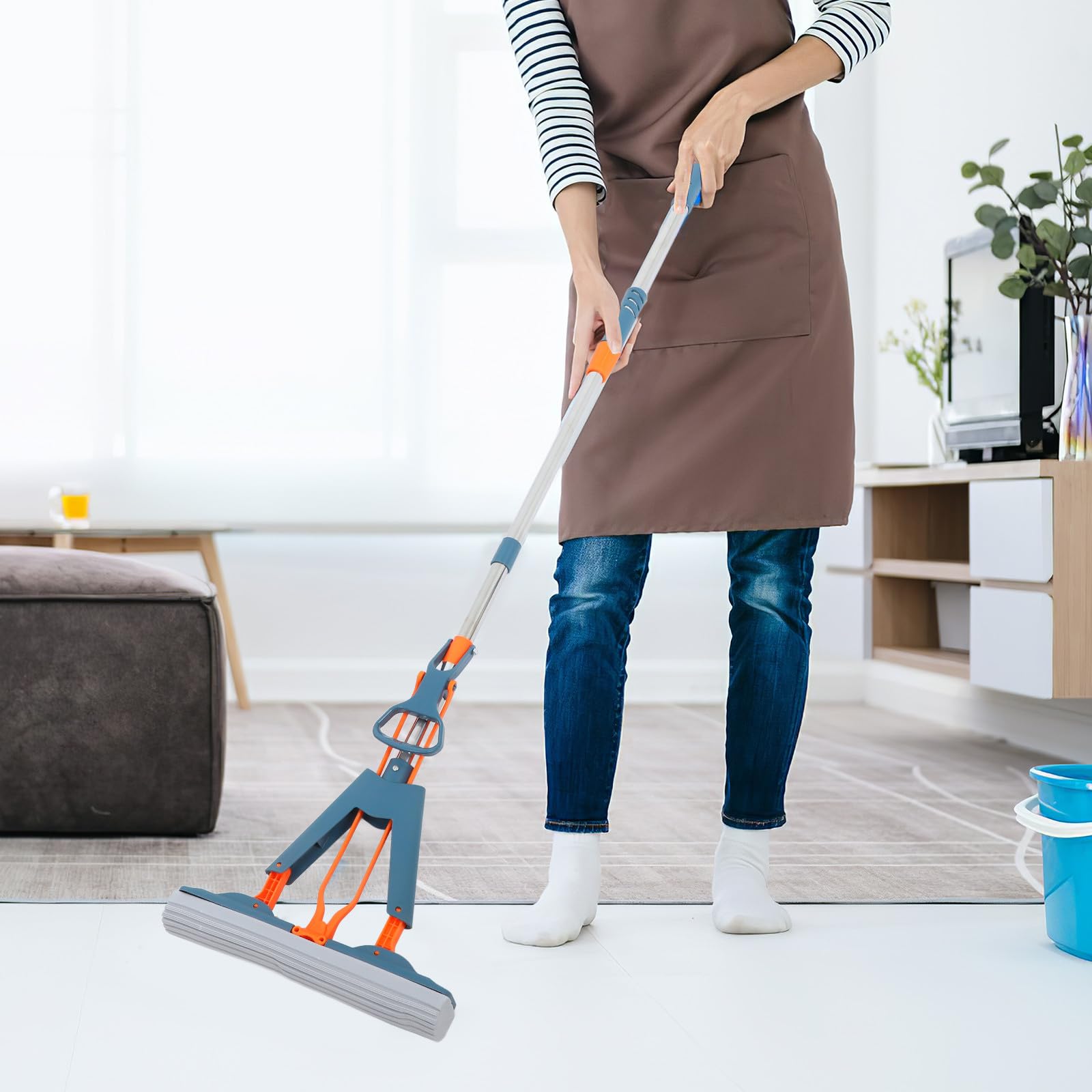 MAGICLULU Testa Abs Facile e Resistente per Sostituire Pavimenti Mop Lavapavimenti Doppio Uso Umido Asciutto in Spugna Assorbente , Struttura in Acciaio Inossidabile in Marmo