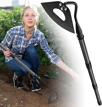 Garden Hoe for Weeding Hoe Garden Tool Long Handle 56, Heavy Duty Hand Hoe for Digging,Cutting and Loosing Soil