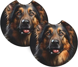 Car Coasters 2 Pack YYHWHJDE German Shepherd Pattern Odorless Cup Holder Coasters for All Standard Cup Holders, Perfect for Cars, Trucks, SUVs -2.7 in ﻿