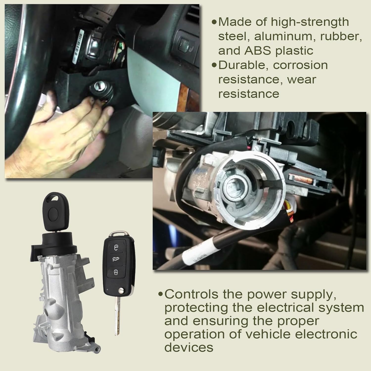Priprilod Ignition Switch Lock Assembly with Remote Key Case Fit For Volkswagen Jetta 2006-2018/EOS 2007-2011/GOLF 2004-2011/RABBIT 2006-2009/TIGUAN 2008-2011#1K0905851B ILA920 1131nc12919