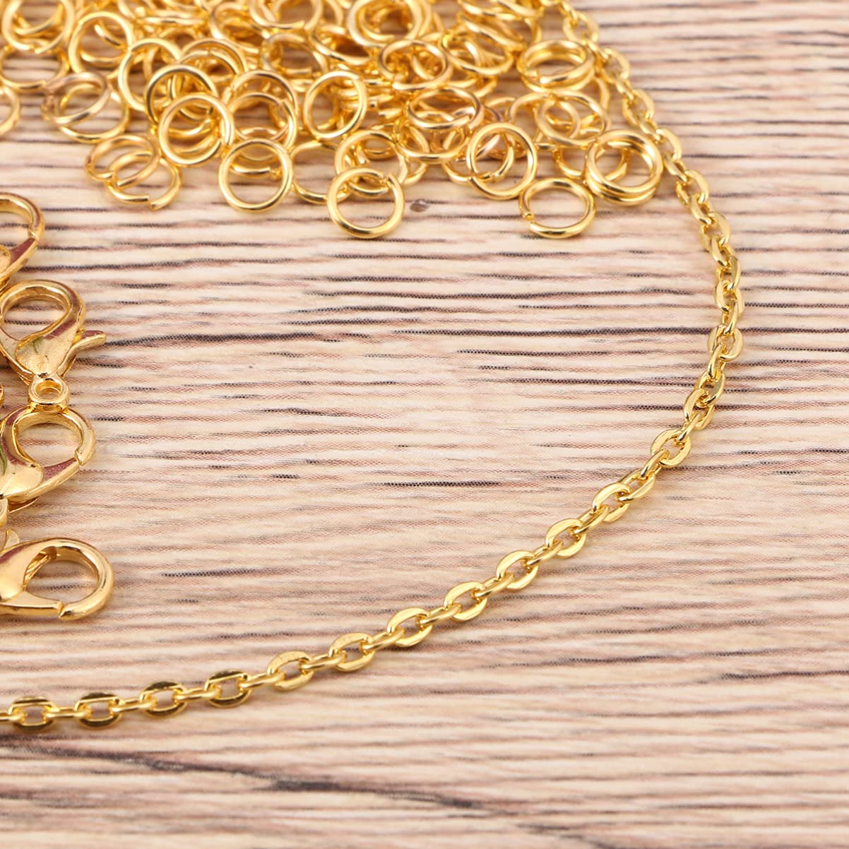 VICASKY Set per la creazione di gioielli in catene di ferro, 12 m, 2 pezzi, 100 anelli aperti, 30 chiusure a moschettone, facili da usare per progetti fai da te