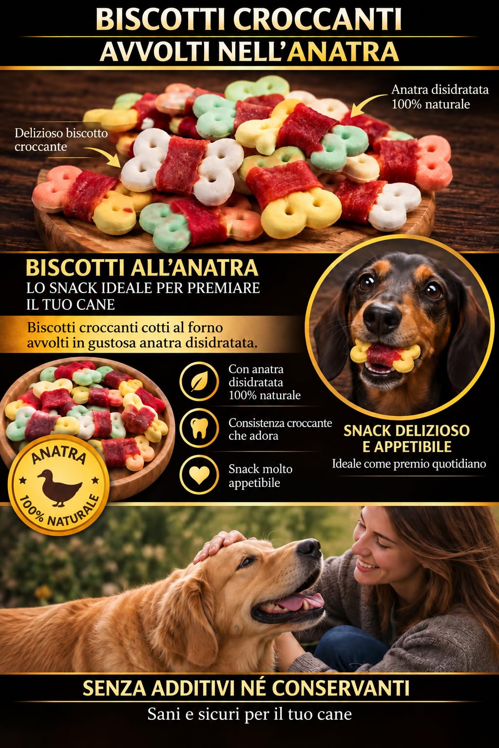 Pack Biscotti con Anatra, Bastoncini Bicolori con Pollo e Coniglio, 1,5 kg