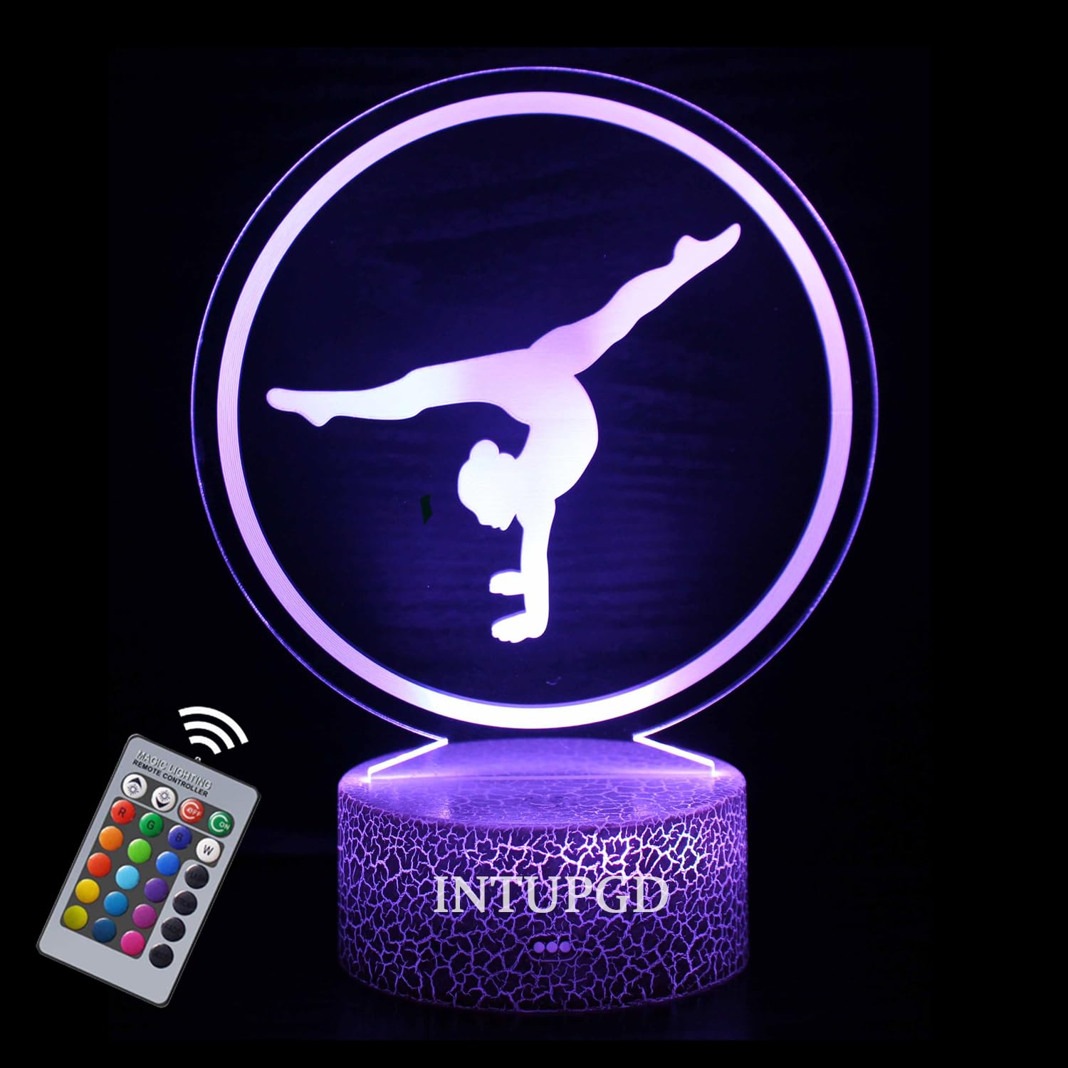 Regalo de Gimnasia, Luz de noche 3d LED lámpara con control remoto 16 colores que cambia para niños niñas niños Mujeres Adultos (Gimnasia)