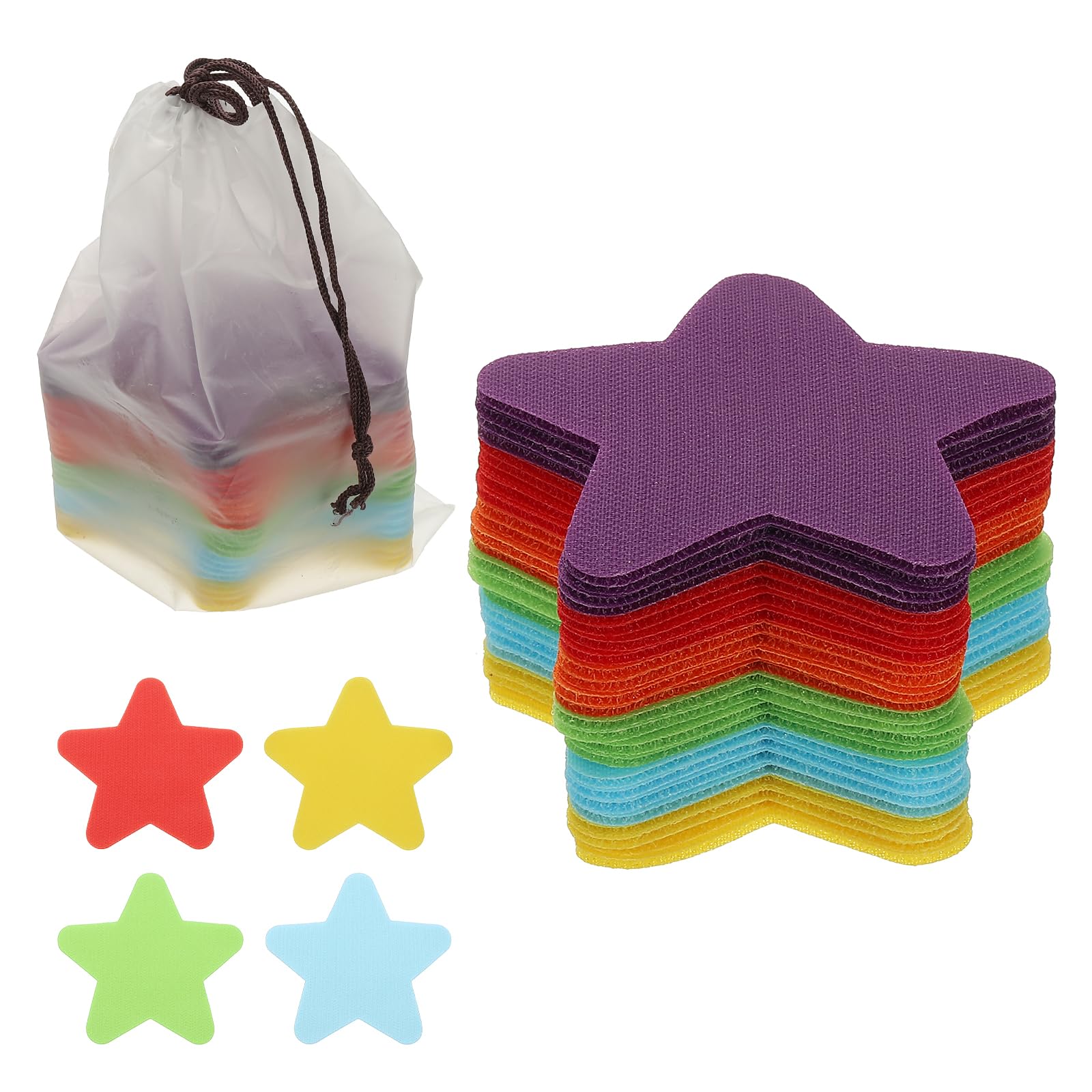 YOKIVE 4 Inch Carpet Spot Markers, 48Pcs Star Floor Dots Markers with Bag Carpet Spots for Decoration Teacher Supplies, Mixed Colors