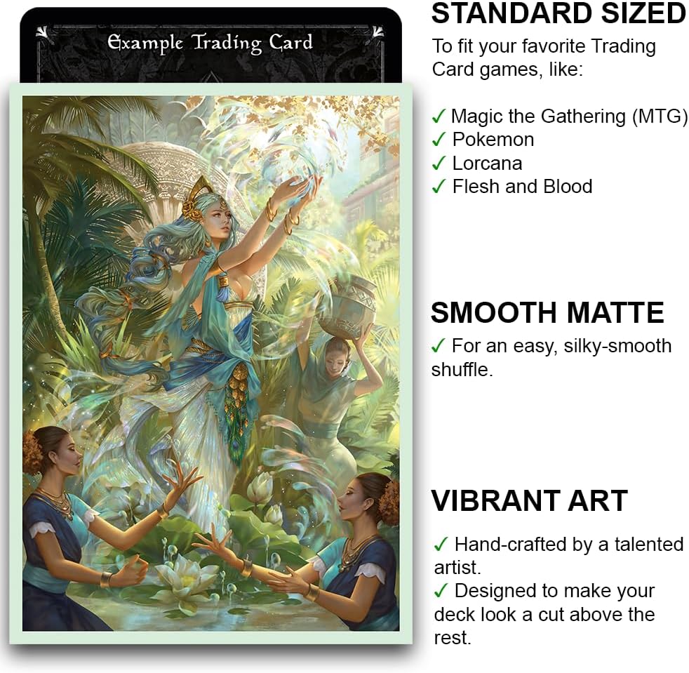 Fantasy North - Amyra - Child of The Rivers - 100 Smooth Matte TCG Card Sleeves - Fits Magic MTG Commander Pokemon and Other Card Games - Playing Card Sleeves