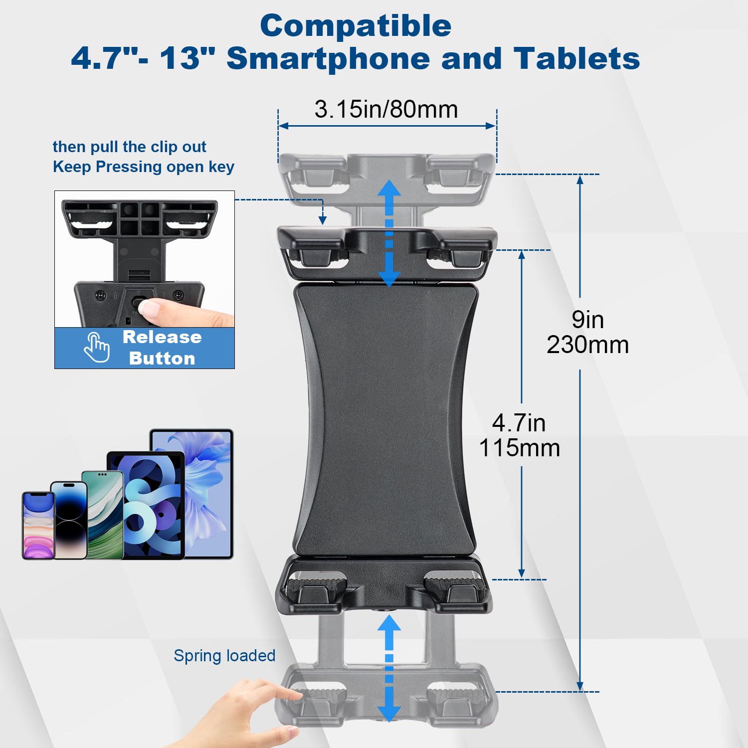 Koolehaoda Supporto per tablet per microfono, girevole 360°, universale, compatibile iPad 4,7-12,9 pollici