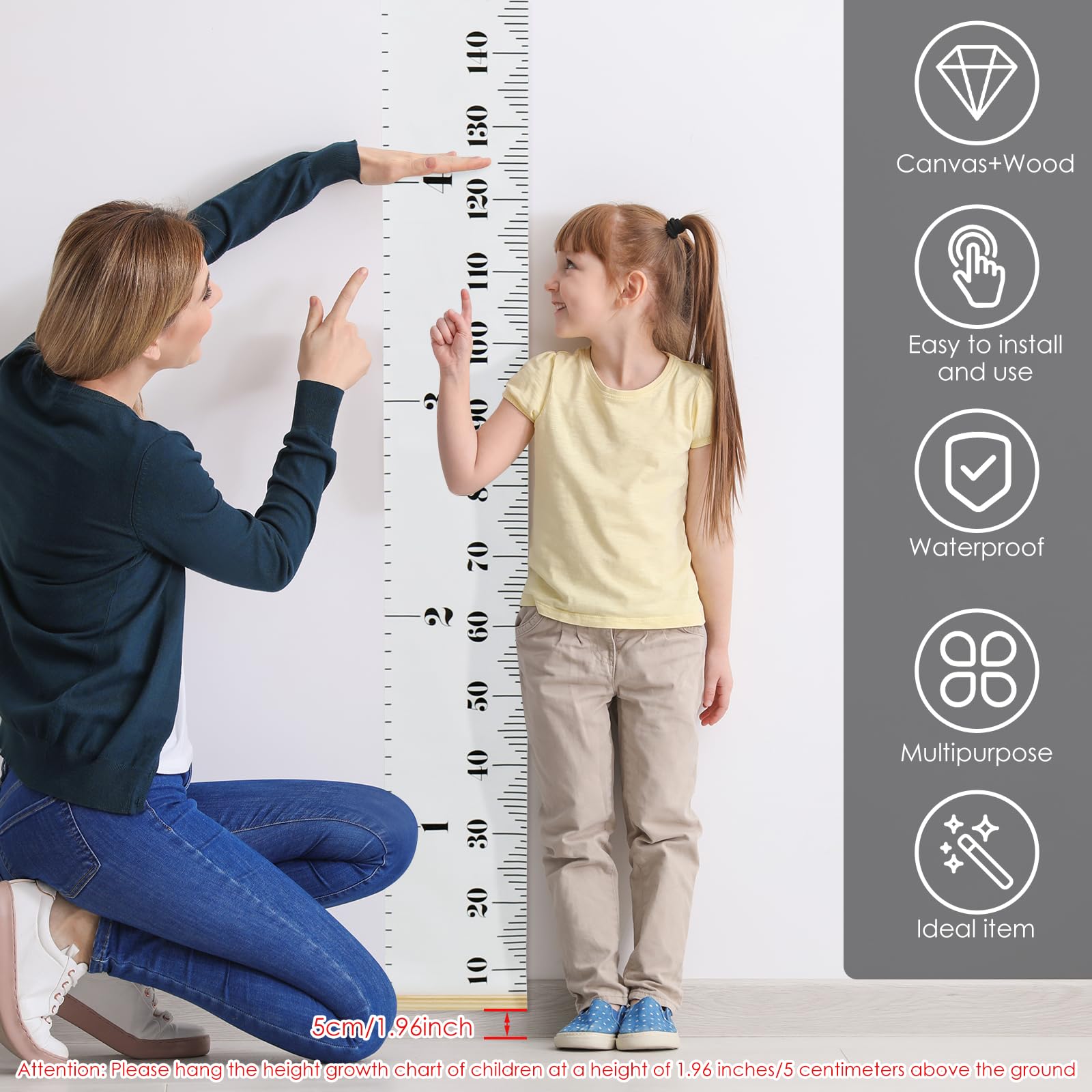 ZJRDYYK Kids Growth Chart Wall Hanging, Children Height Growth Chart Wall, Measuring Wall Height Chart, Baby Growth Height Chart Hanging Ruler, Kids Growth Chart Ruler