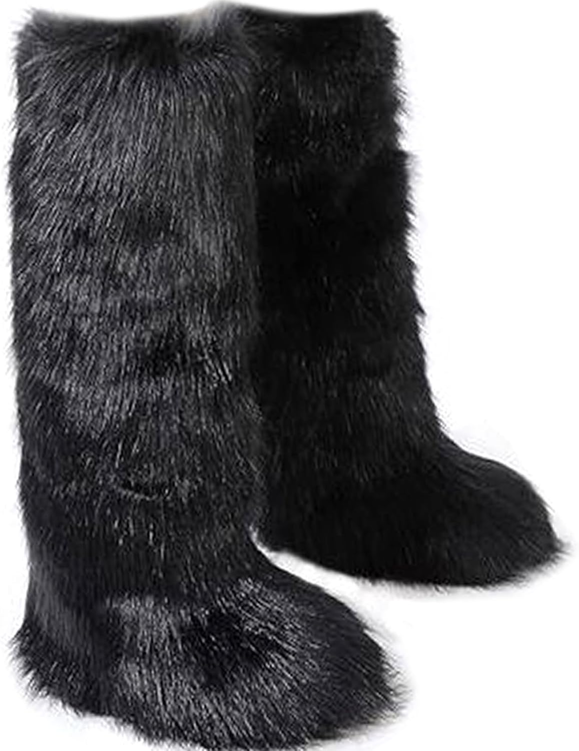 Valpeak Womens Faux Fur Boot Winter Fluffy Long Furry Boots for Girls Outdoor Fuzzy Knee-High Boots
