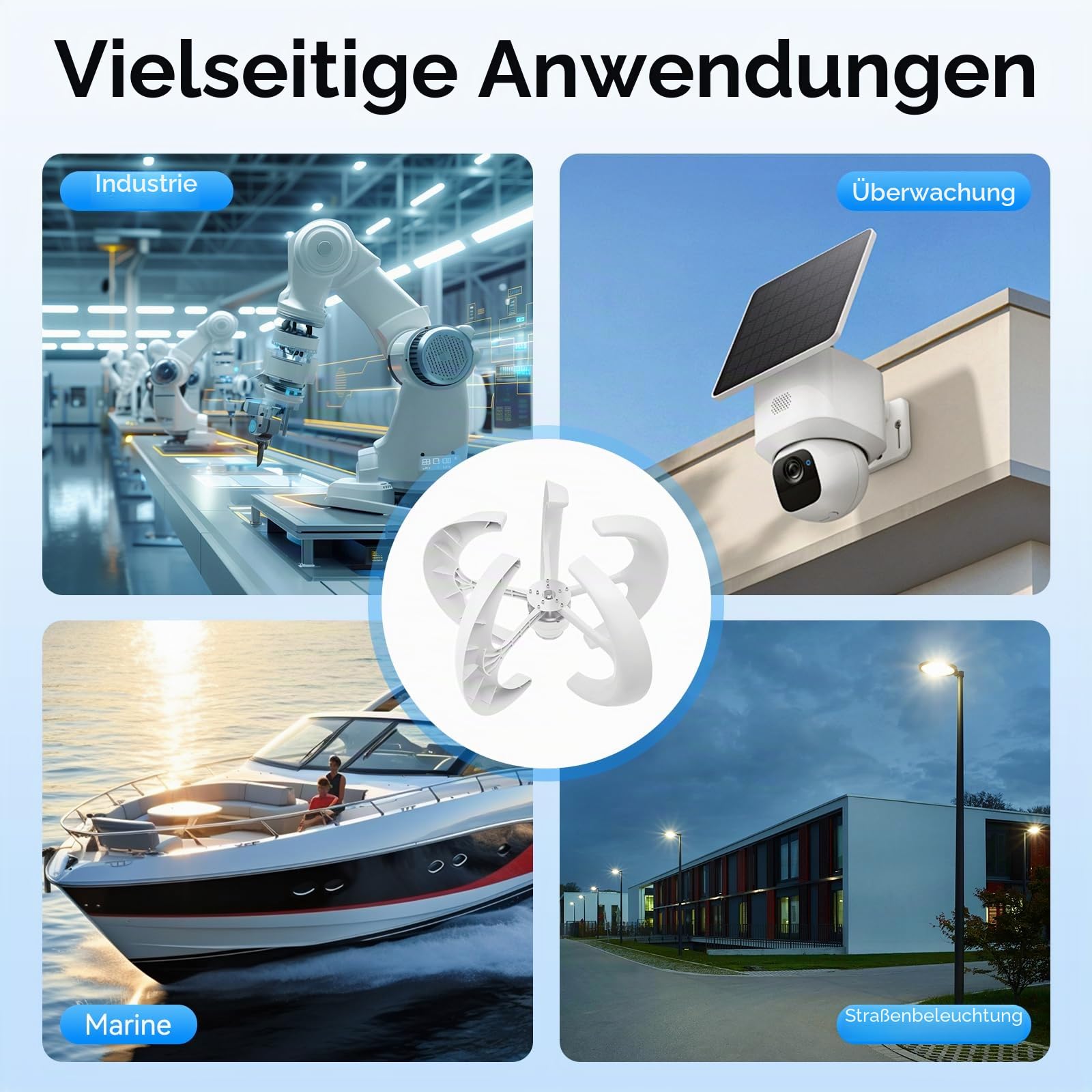 Windkraftanlage 600W – Vertikalwindturbine im Laternen-Design