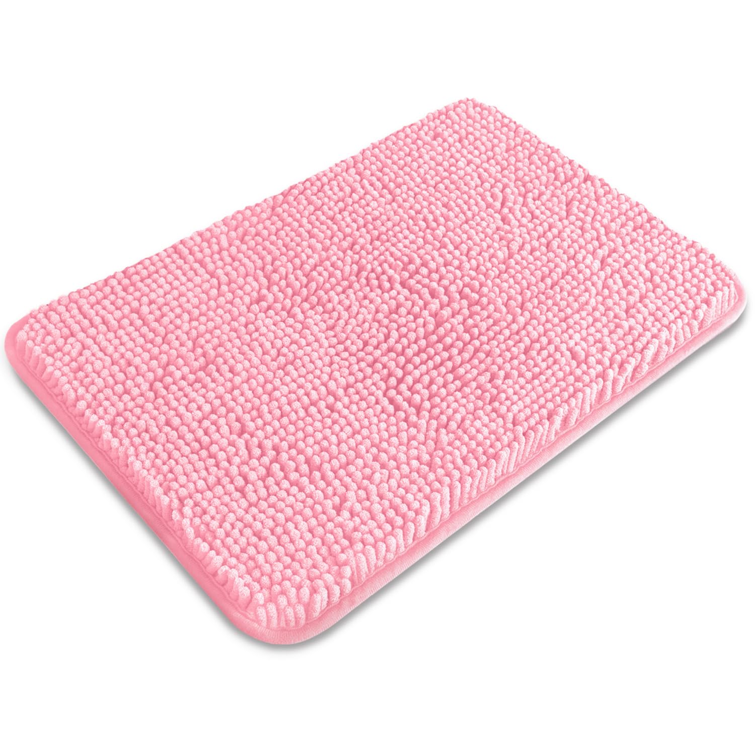 PureSwan Small Bathroom Rug 12"x18" – Washable and Absorbent Bath Mat, Non Slip, Thick Soft Chenille Bath Rugs for Bathroom, Shower, Sink, Dog mat(Pink)
