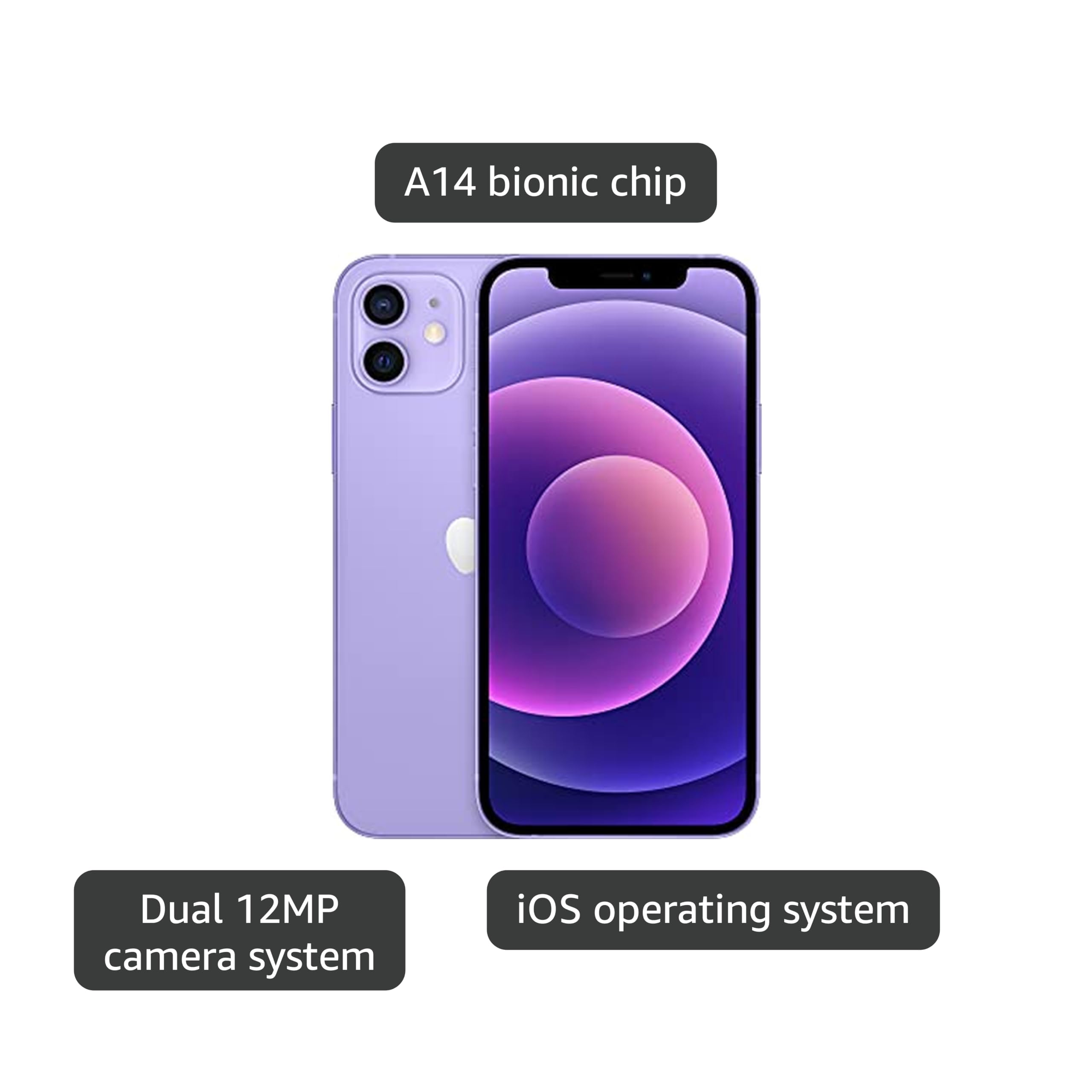 Amazon.com: Apple iPhone 12 (128GB, Purple) [Locked] + Carrier
