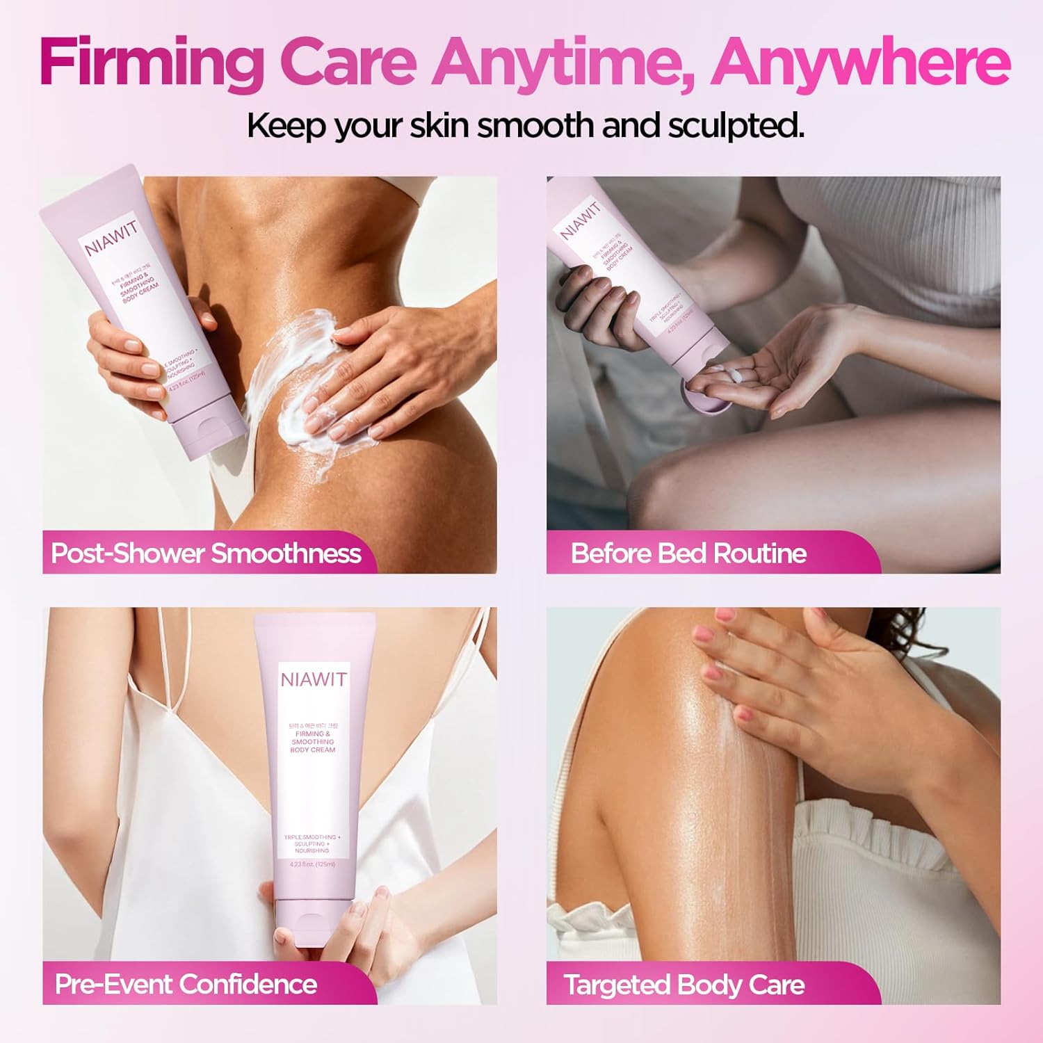 Firming Smoothing Body Cream – Helps Reduce Cellulite & Loose Sagging Skin | Tightening, Lifting and Sculpting for Belly, Thighs, Butt | Enhance Elasticity & Smoother Body Moisturizer 125 ml