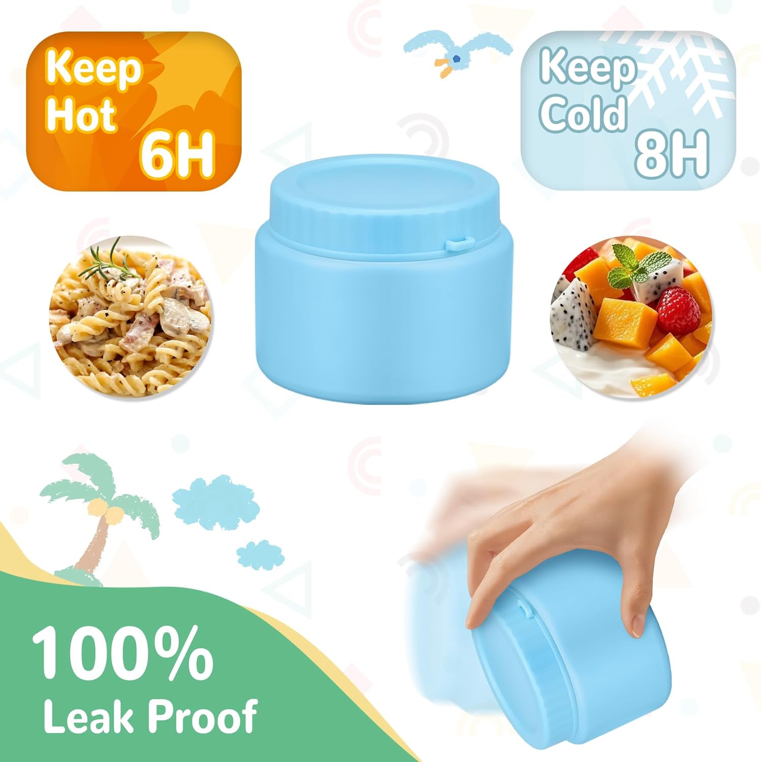 Kids Bento Lunch Box with 12oz Soup Thermo, Kids Leakproof Lunch Food Container with 4 Compartments, Insulated Lunch Bag & Water Cup for Girls Boys to School Travel - Image 5