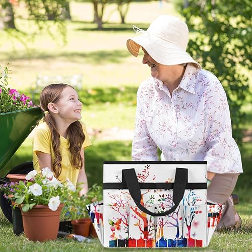 Miniatura 6 de Keyboard Notes Trees Garden Tool Tote Bag for Women Men Gardening Tool Storage Bags with 10 Pockets Standable Garden Home Tool Kits Organizer for