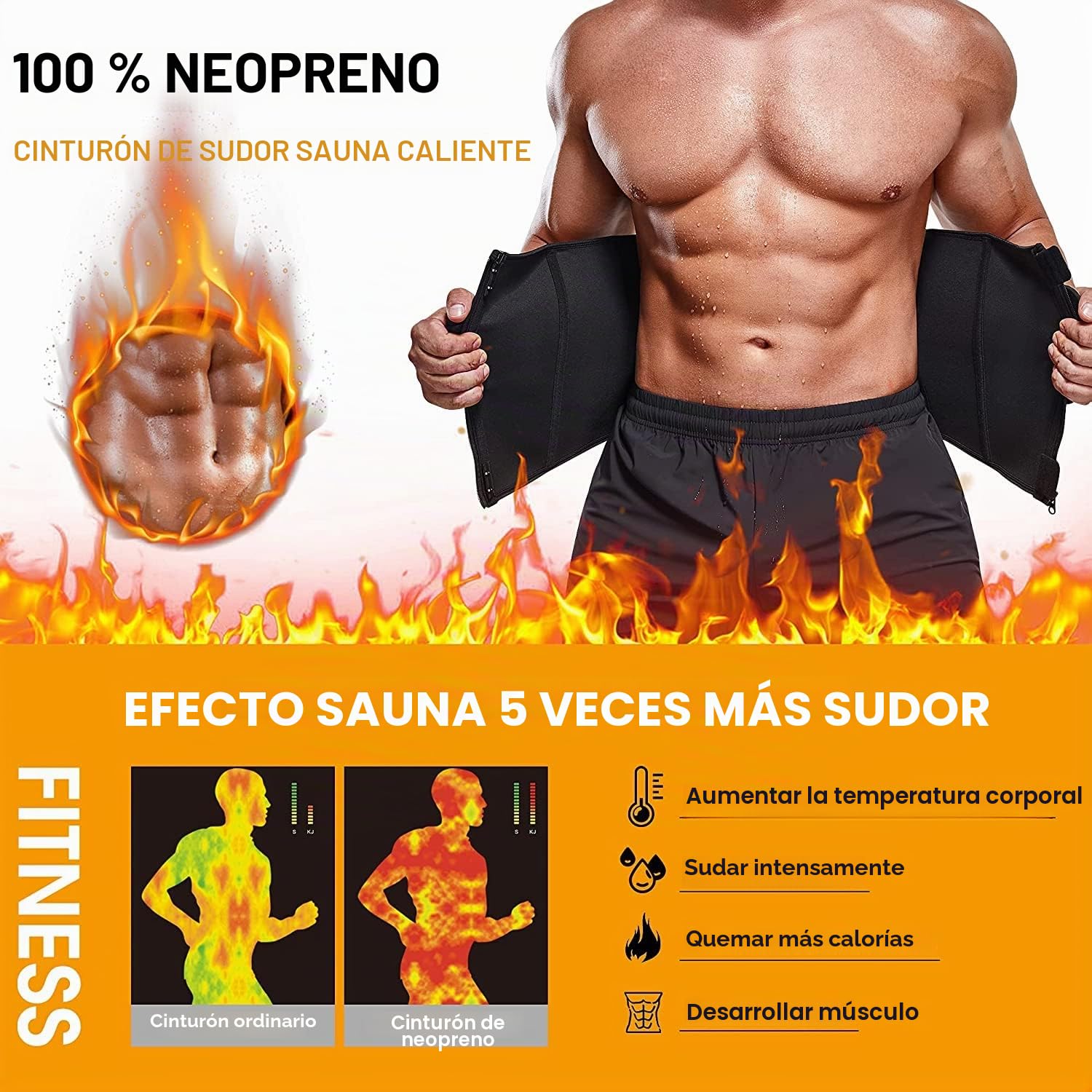 KUMAYES Fajas Reductoras adelgazantes Hombre Faja Lumbar Abdominal Cinturón Neopreno Sauna para Fitness Deporte
