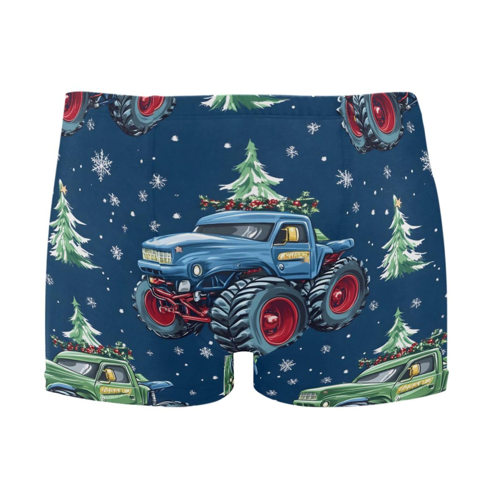 UMIRIKO Christmas Monster Truck Men's Swim Trunk Square Leg Swimsuit Swimwear Swim Briefs for Men 2XL 202b8330