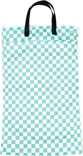 wegreeco Reusable Hanging Wet Dry Cloth Diaper Bag (Checkerboard Mint Green)