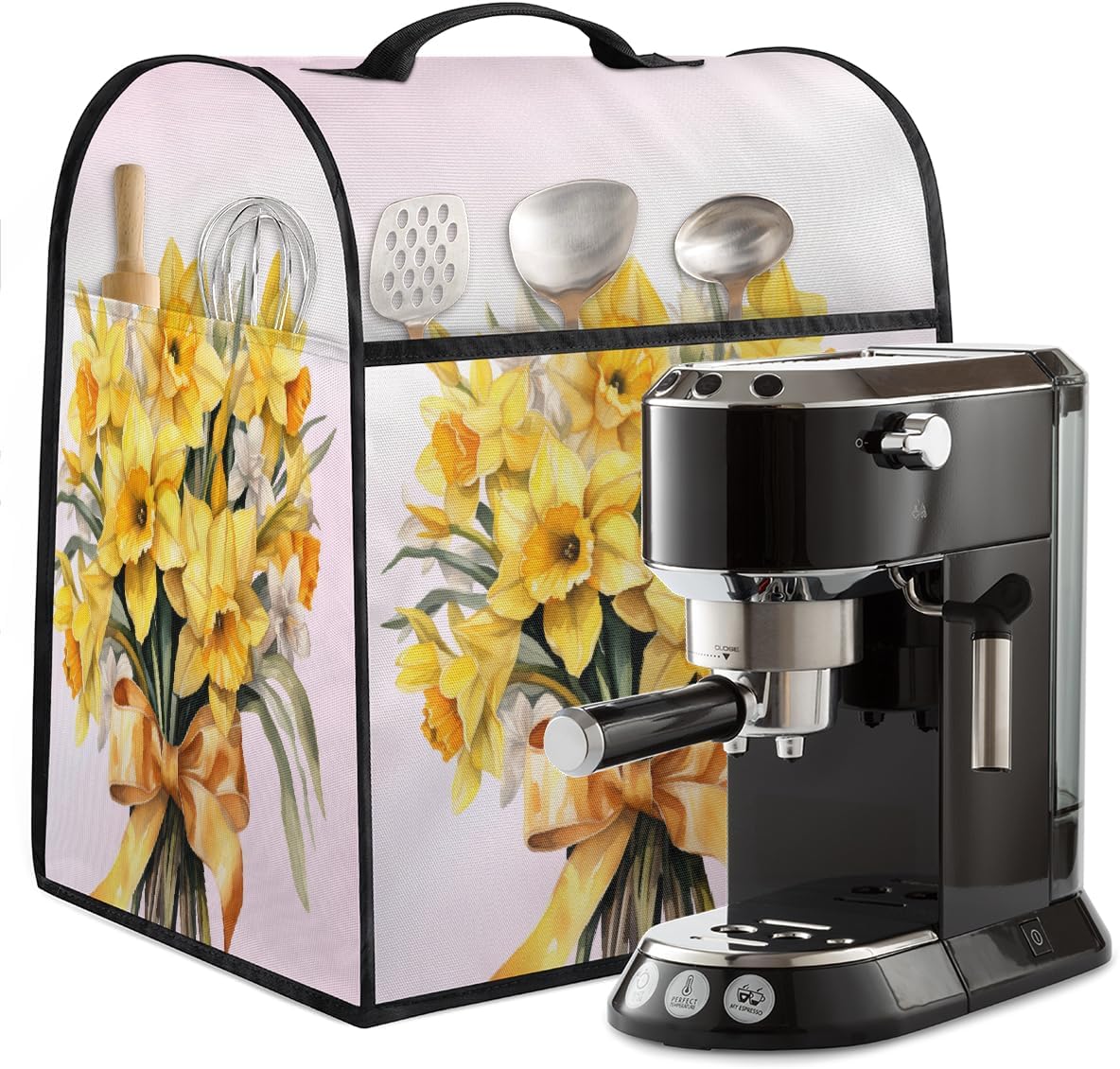 Floral Yellow Flower Kitchen Aid Mixer Covers Compatible with 6-8 Quarts Stand Mixer Cover with Pocket Coffee Maker Dust Covers Kitchen Aid Accessories Blender Cover for Tilt Head Bowl Lift