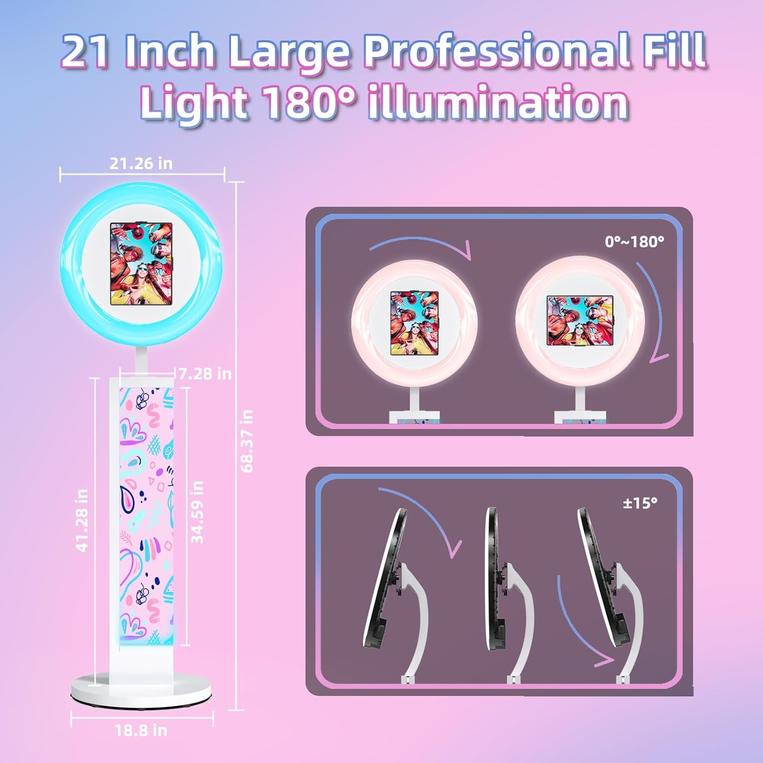 HARZHI Photo Booth per iPad in Acrilico, Cabina DIY Fotografica per Selfie Dipinta a Mano per Feste/Matrimoni/YouTube/Tiktok, Telecomando e controllo software, APP ChackTok VIP e Flight Case, Bianco