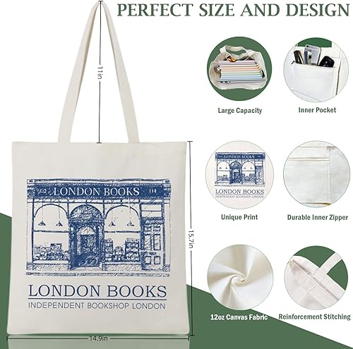 Miniatura 7 de Andeiltech Canvas Tote Bag Aesthetic Cute Vintage Tote Bags Book Shoulder bag Gifts Reusable Grocery Bags for Women