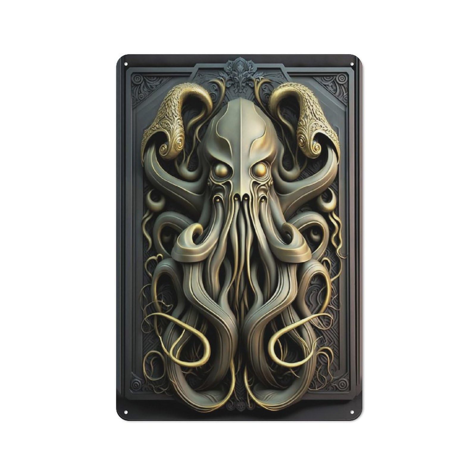 Kraken Regal Abyss Office Metal Sign 30x20cm, Understated Office Wall Decor for Workspace, Cafe, Shop Or Desk Area