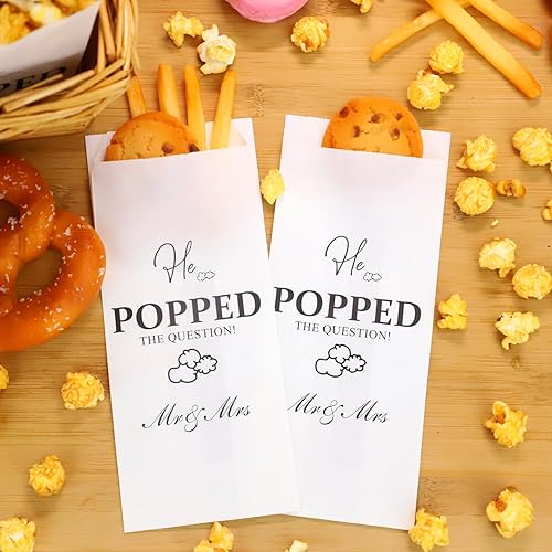 Miniatura 2 de 48 bolsas de palomitas de maíz con texto en inglés He Popped the Question, para compromiso, despedida de soltera, bodas, fiestas, bolsas de