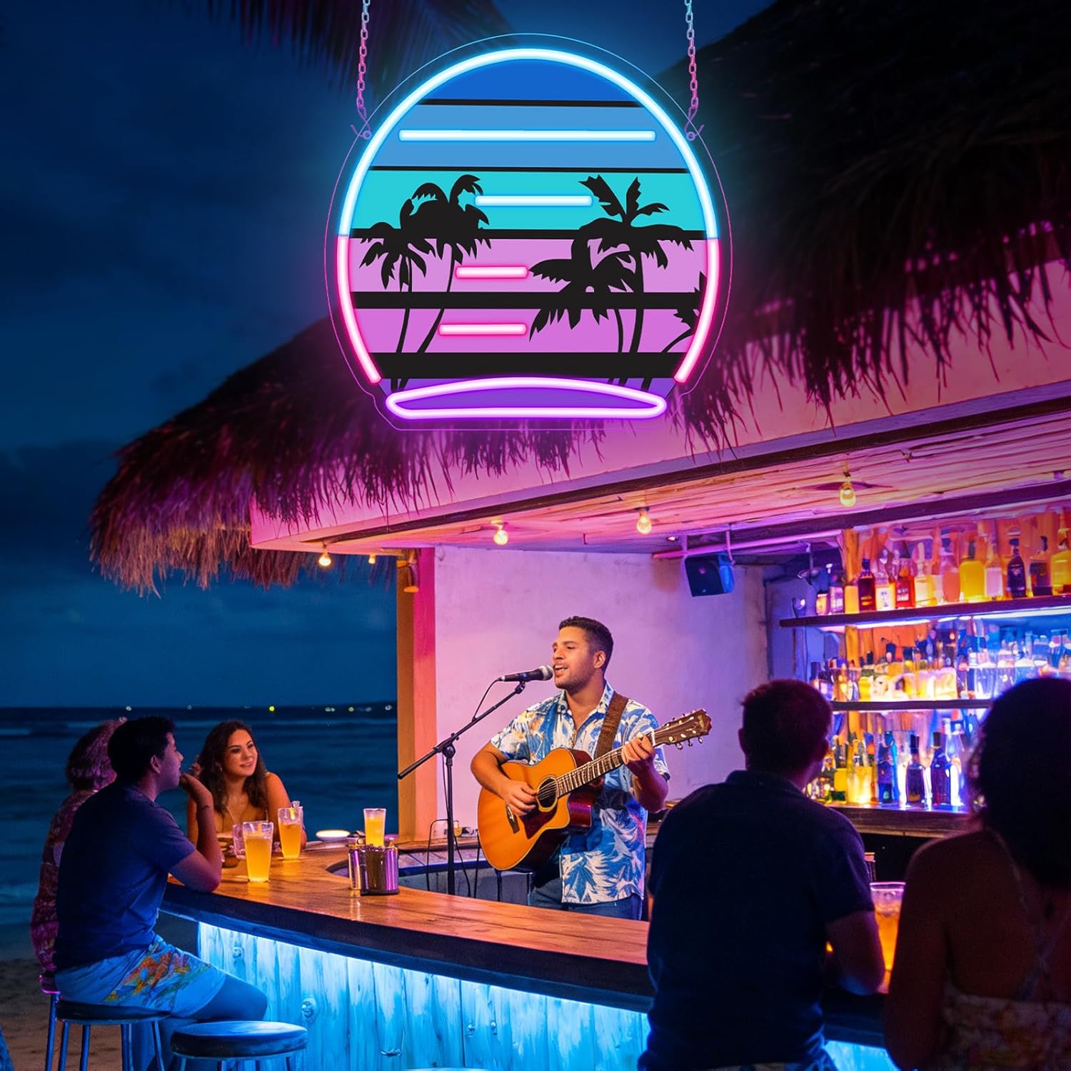 Tropical Neon Sign, Coconut Plam Tree Neon Lights for Wall Decor, LED Light up Bar Signs for Bar Beach Theme Bedroom Restaurant Party Pub Club Decor,Gift for Man Boys Girls - Image 6