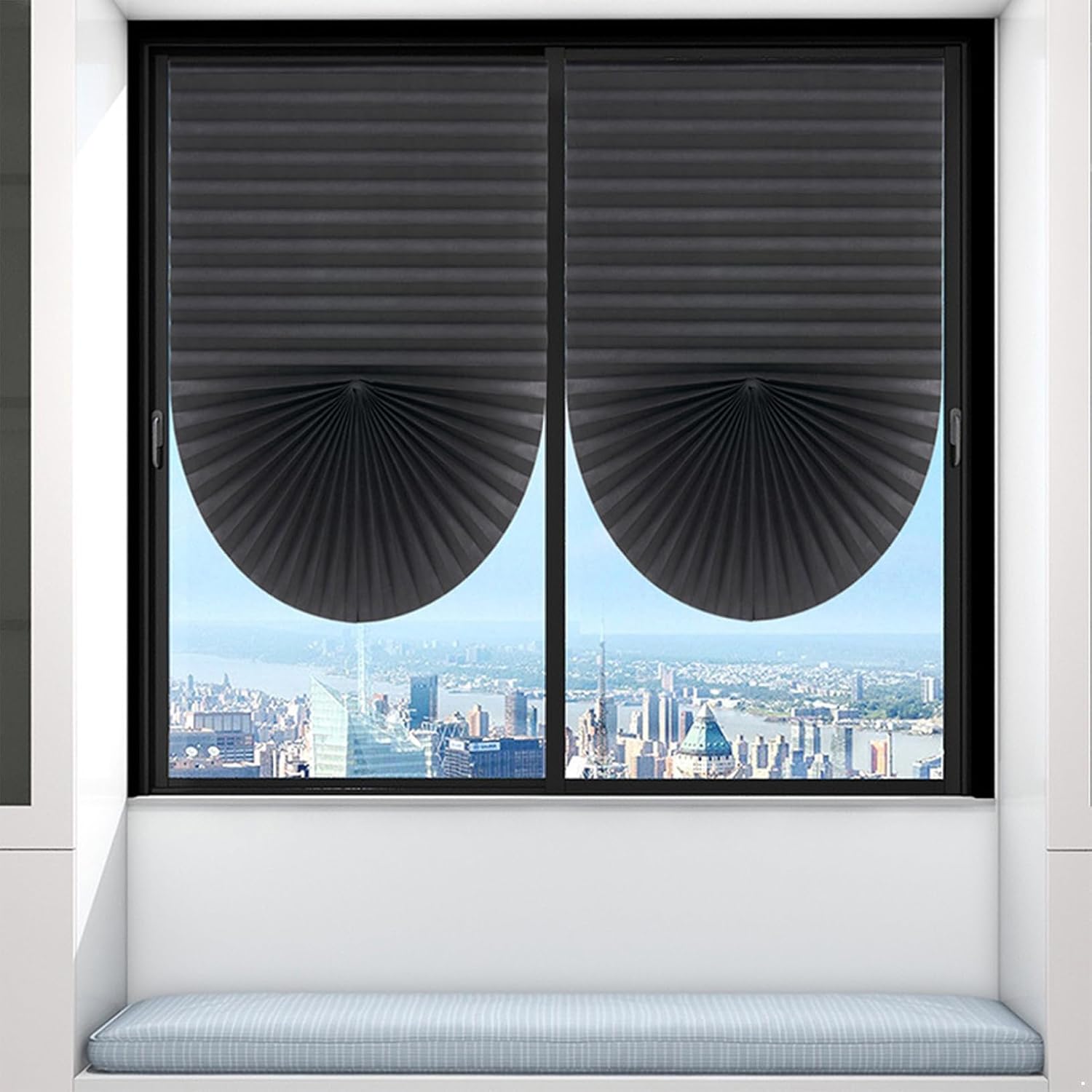Hularka Adhesive Window Shades Cordless Temporary Shades Black 35x59 Inch