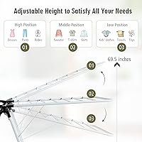 Vista 4 de Nightcore Estante de secado de ropa de 2 capas, estante de secado de aluminio con altura ajustable, no necesita montaje, estante compacto plegable