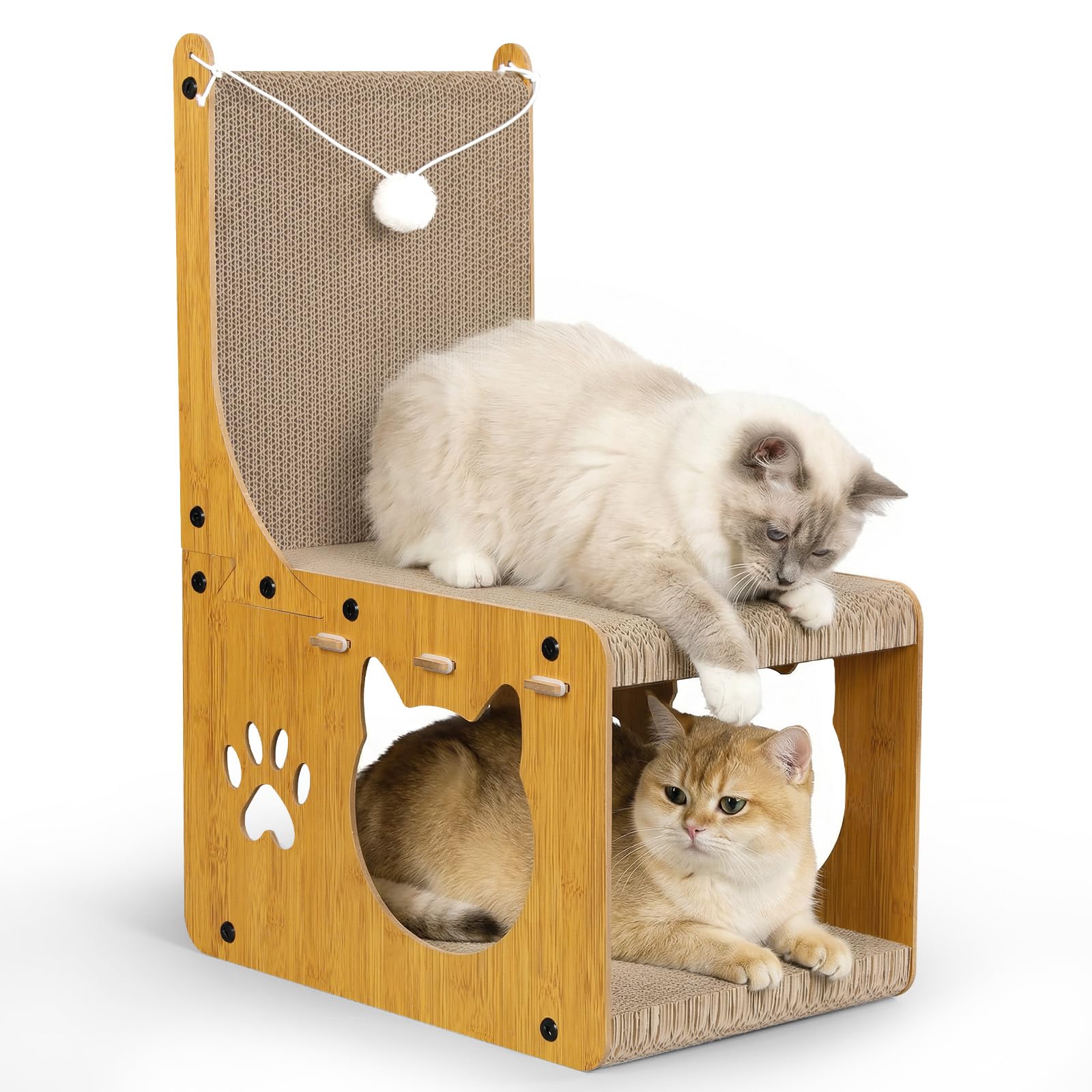 Amazon | Gimars 猫用 爪研ぎ 椅子型 猫ハウス おもちゃボール付き 二