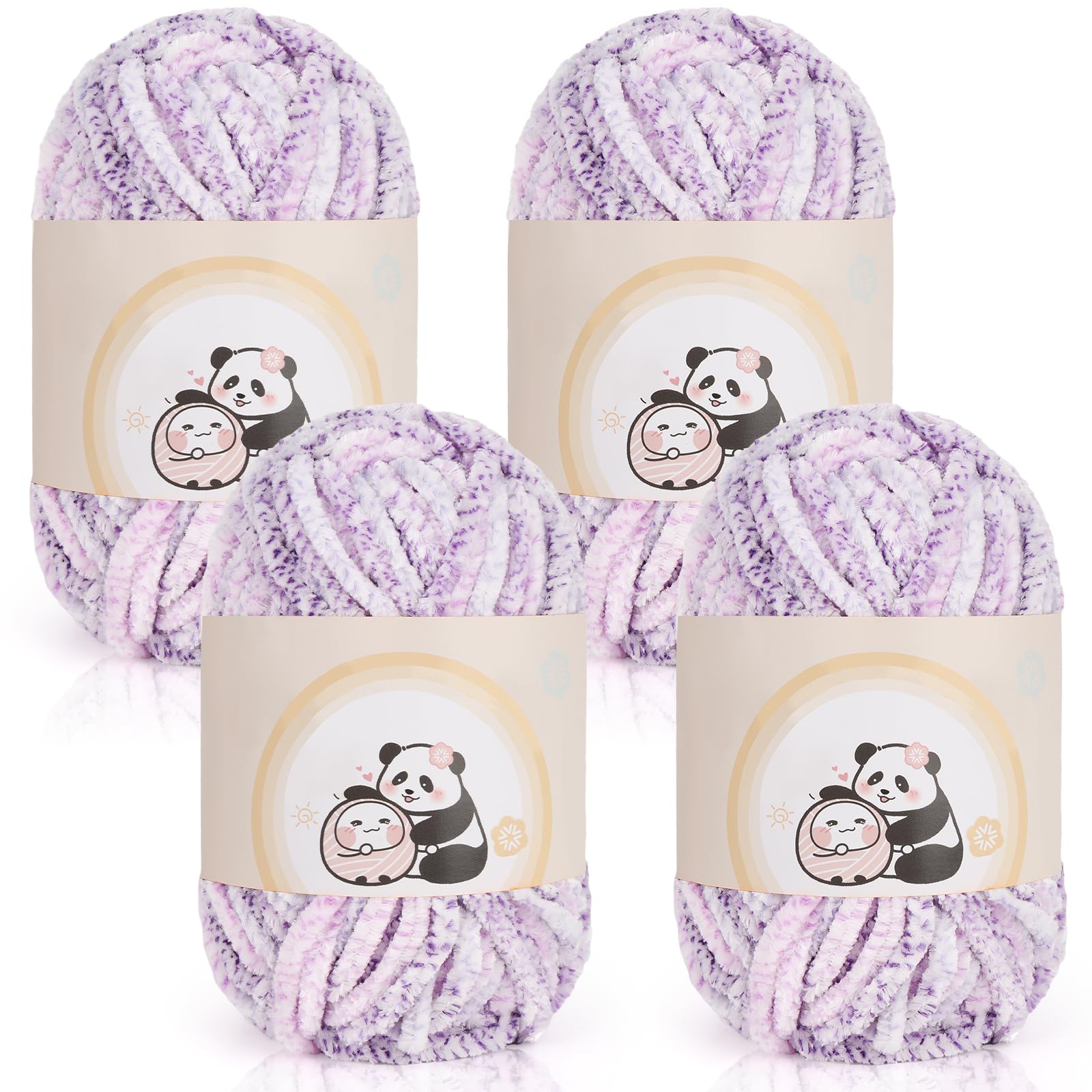 Aeelike Chenille Yarn Set 400g, 4 Pack Plush Thick Chunky Wool for Knitting 100g Balls