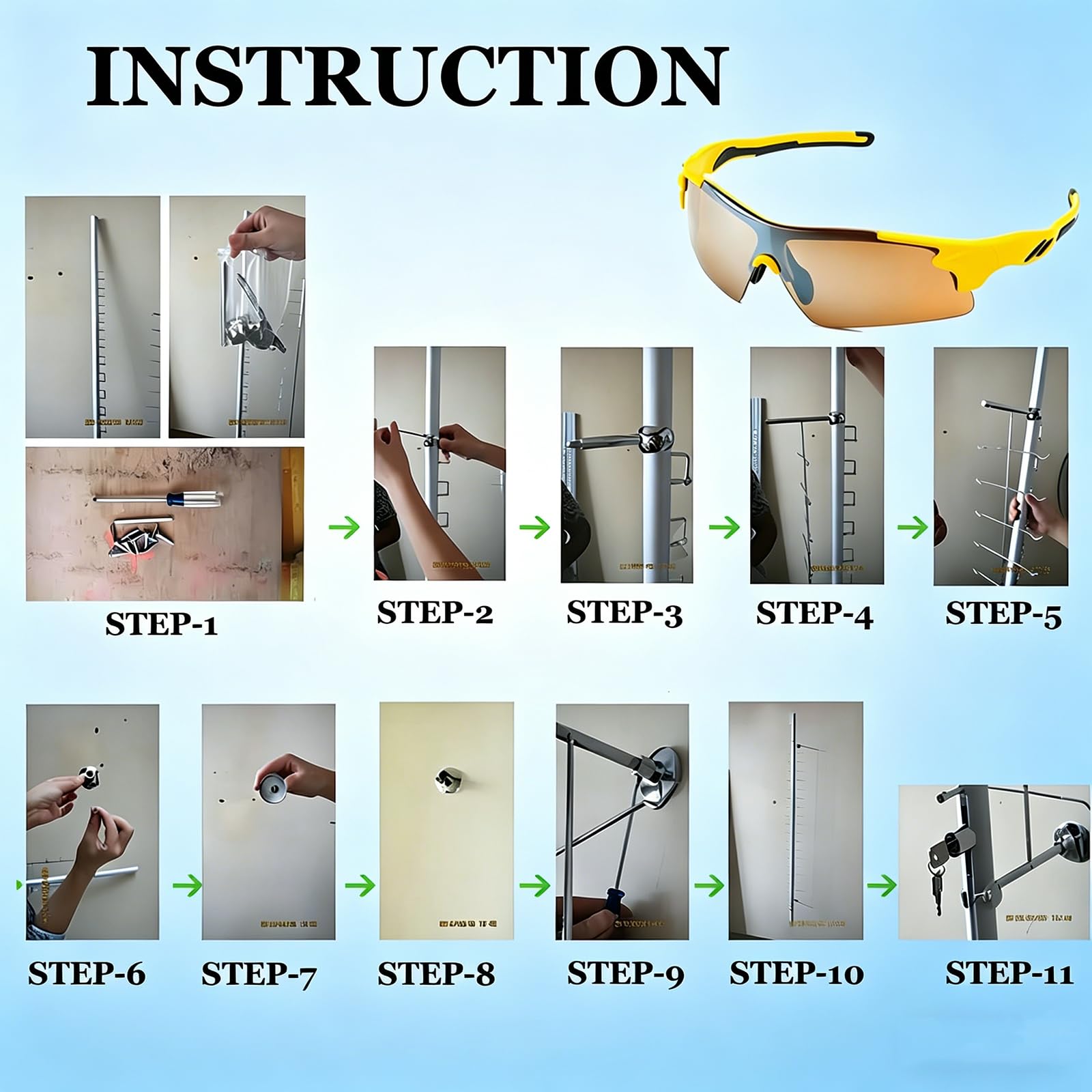 Soporte de exhibición de gafas, soporte de pared, soporte multiusos para gafas de sol con cerradura, ideal para tiendas ópticas, incluye 20 piezas, diseño que ahorra espacio