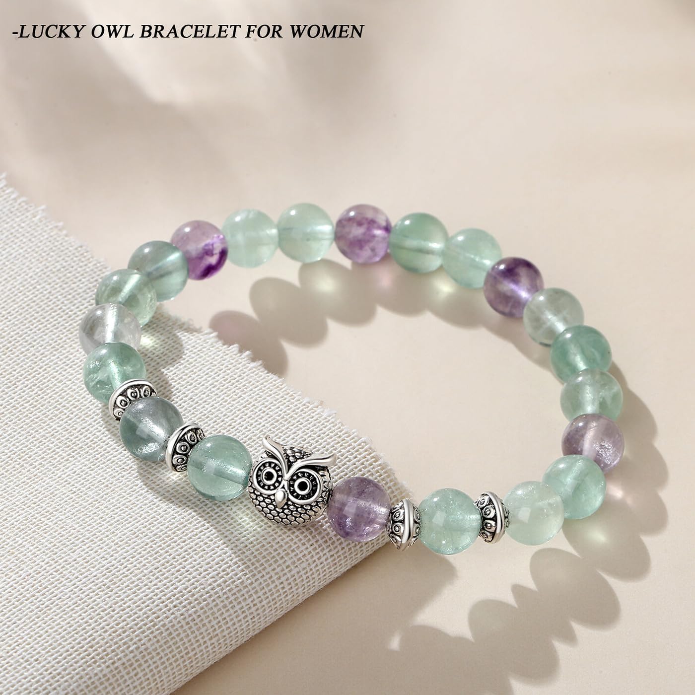 MAIBAOTA Elephant Gifts for Women Elephant/Cat/Turtle/Owl Bracelet 8 mm Round Gemstones Animal Style Bracelets Stretch Bracelet Christmas Gifts for Women - Image 5