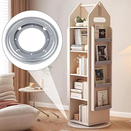 Miniatura 4 de HSTECH Lazy Susan de 9 pulgadas, placa de rodamiento giratoria de 500 libras resistente para mesa giratoria, funda de libros, bandeja de servir,