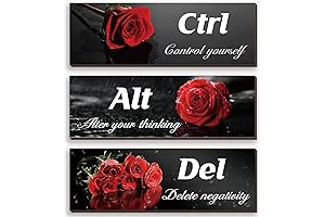 3 Pcs Red Wall Decor Inspirational Flower Wooden Wall Art Office Decor