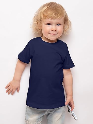 Miniatura 6 de Poroka Paquete de 6 camisetas de manga corta para bebés y niños pequeños, camisetas de algodón con cuello redondo para niños pequeños