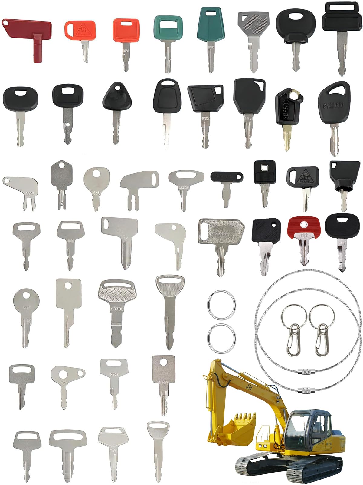Set di 45 chiavi per macchine da costruzione, per escavatore, trattore, impilatore universale, compatibile con John, Deere, Cat, Toyota, Kubota, JCB, Hitachi, New Holland, Case, Clark, Massey
