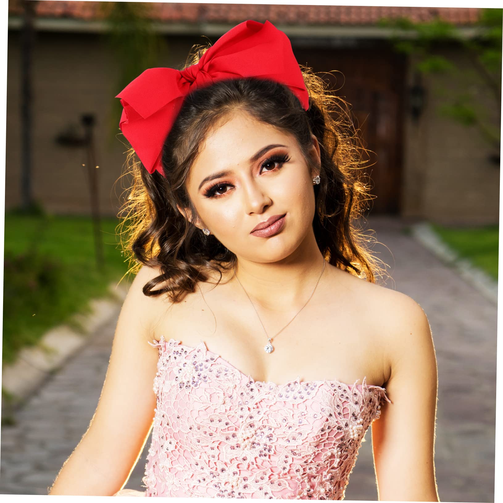 Didiseaon 9 Piezas diadema con lazo diademas anudadas para niñas accesorios para el cabello rojo tiara diadema de rendimiento decoración del pelo del partido corbata de moño