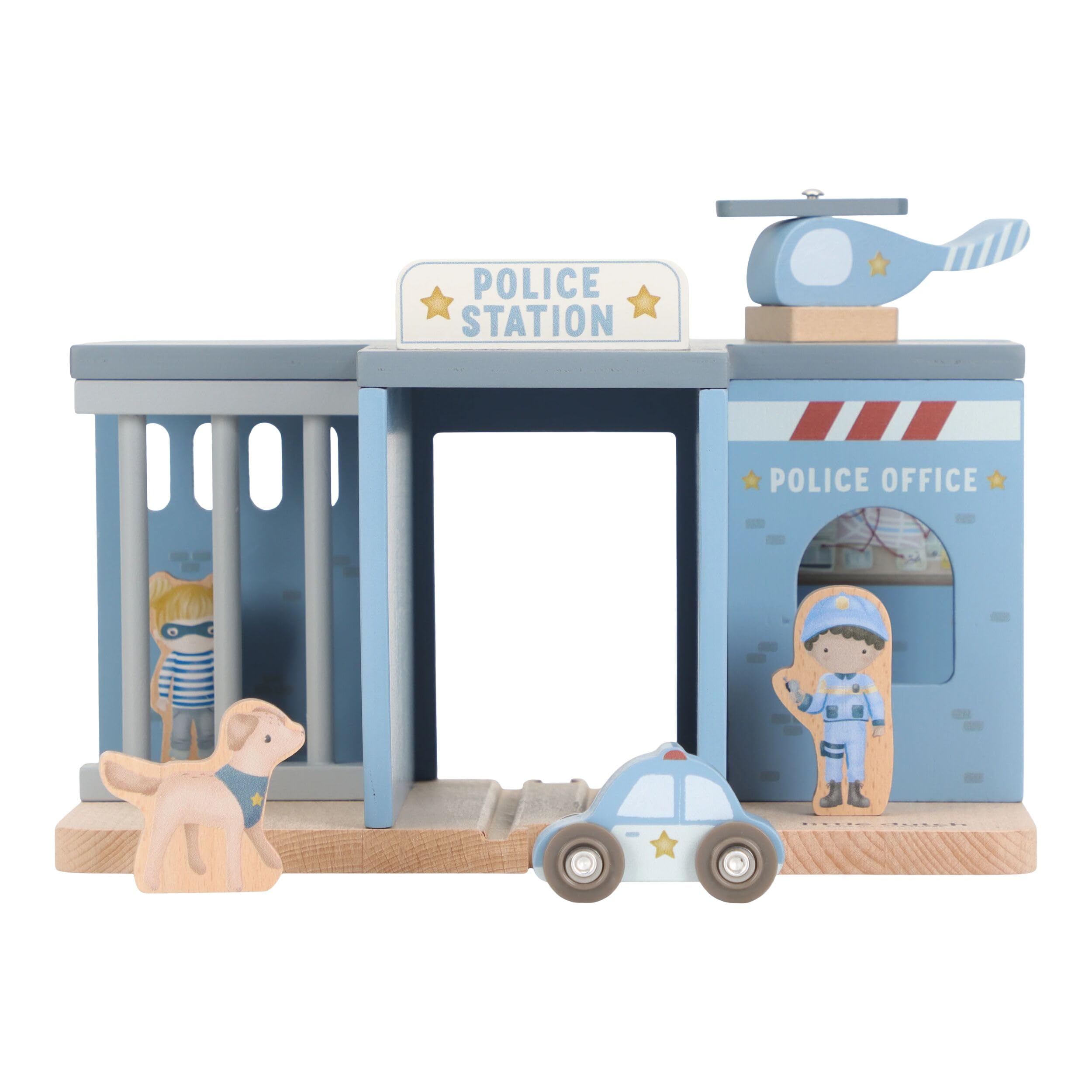 Little Dutch 2539 casa de madera de la estación de policía con accesorios - azul