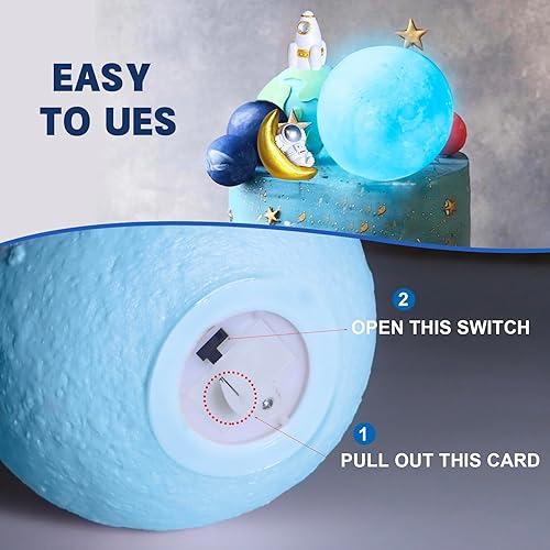 Miniatura 5 de Decoración para pastel de luna, 6 piezas de astronautas espaciales, decoración de pastel de luna suave 3D para niños, decoración temática espacial,